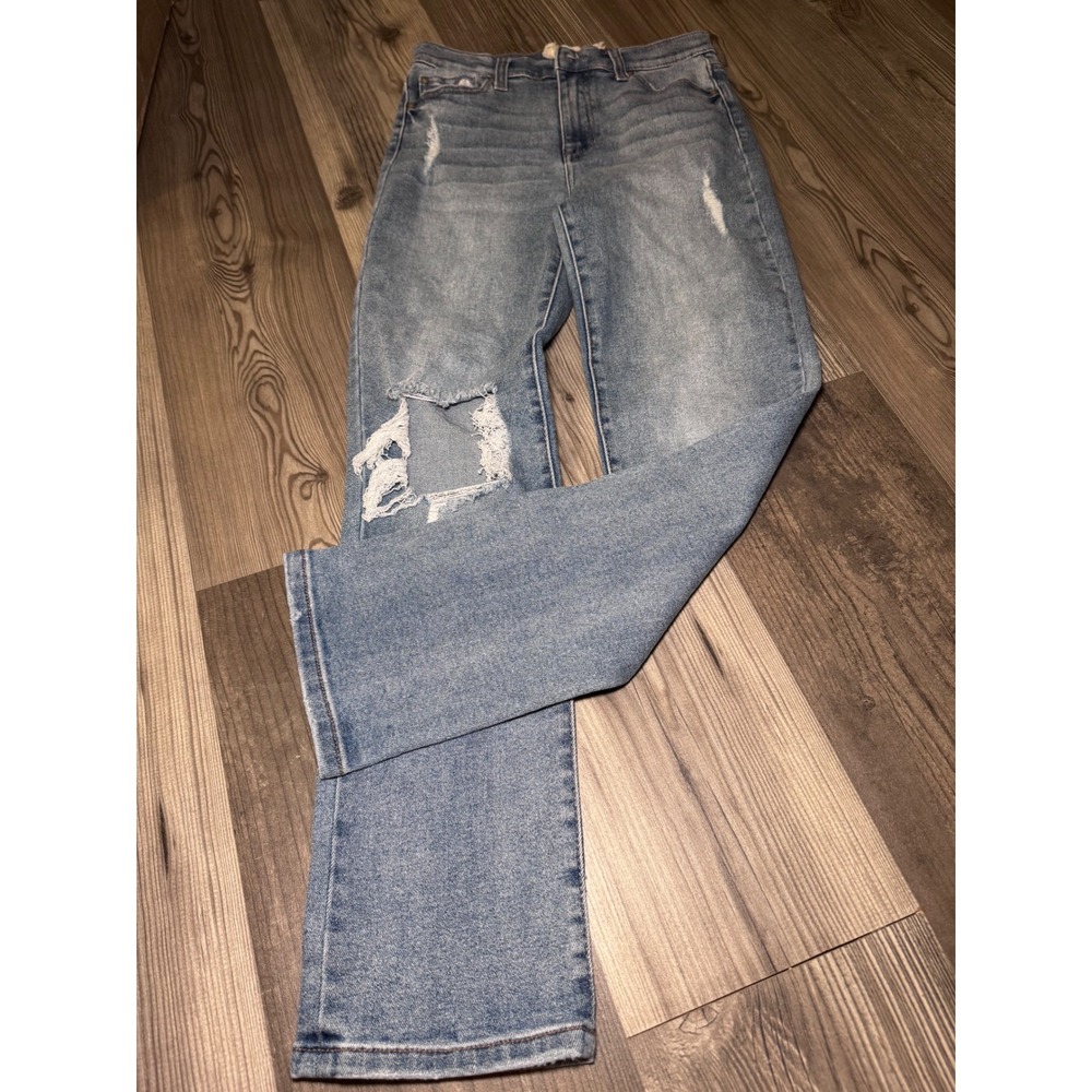 Altar'd State Sally Distressed High Rise Straight Leg Jeans Light Wash 28/7